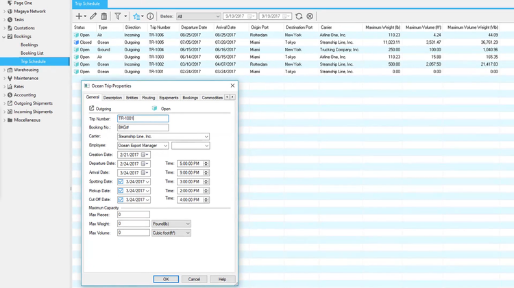 Magaya Cargo Trip Schedule Logistics Software